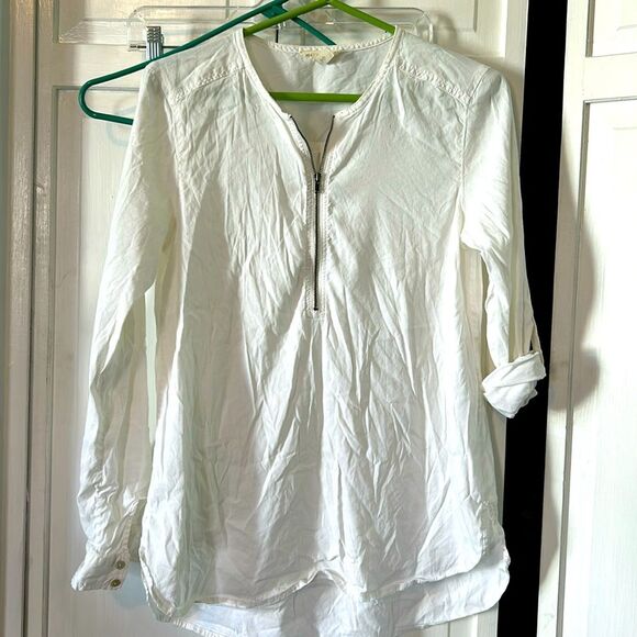 Eileen Fisher Tops - Eileen Fisher stretch white 1/2 zip tunic - Size XS